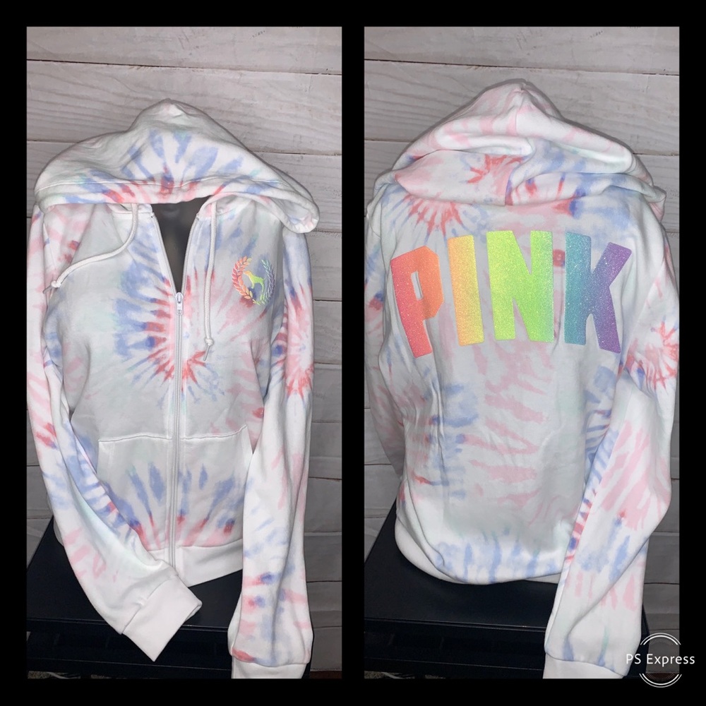 Vs PINK tye dye full zip hoodie